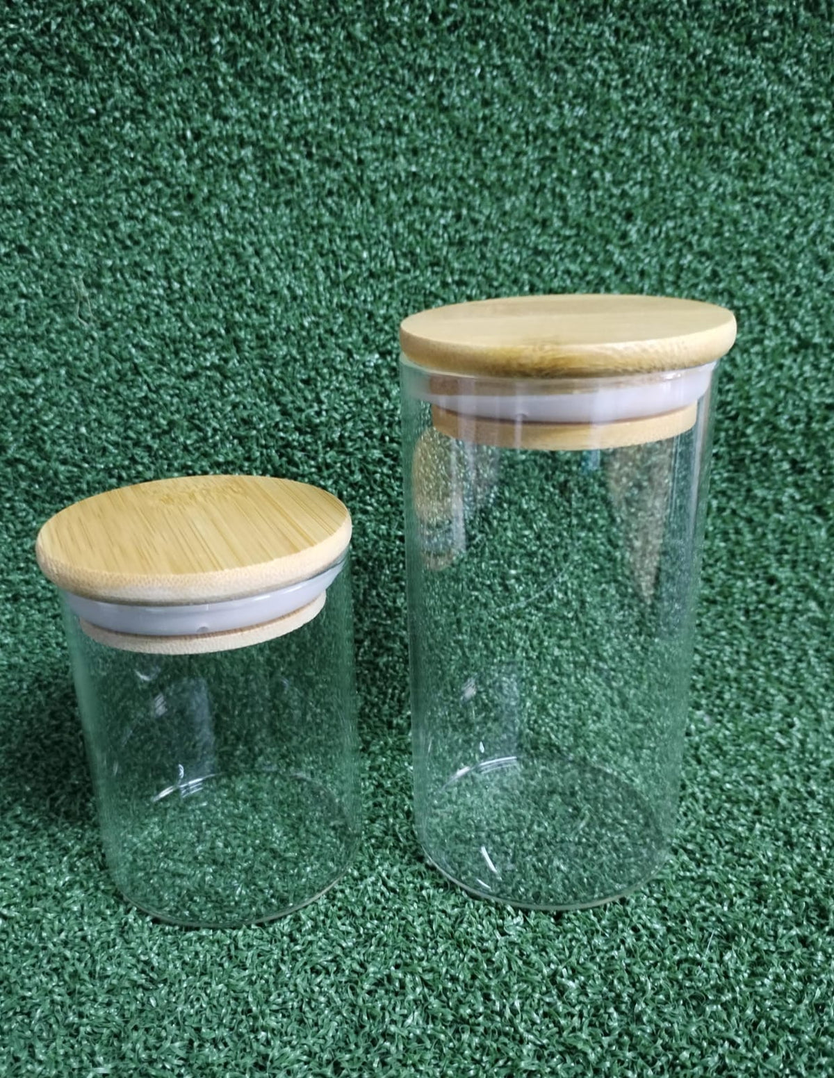 Vaso Vidrio - Clear c/Tapa Madera 6cmx12cm - 350ml