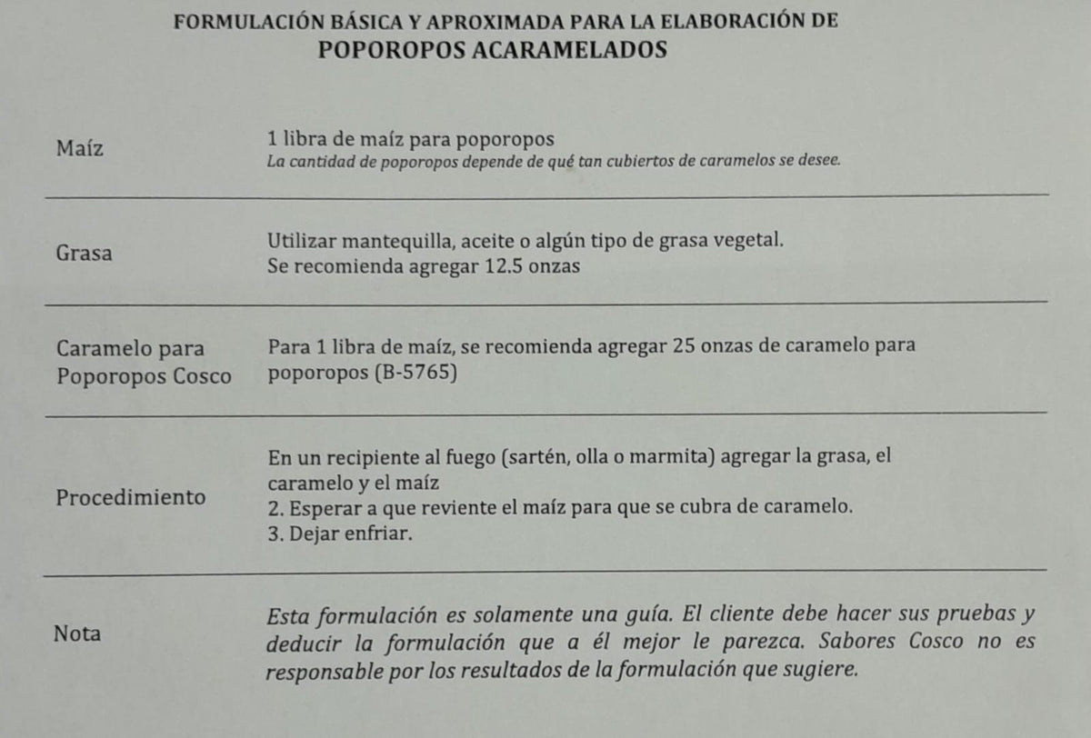Acaramelado - Sabor para Poporopos