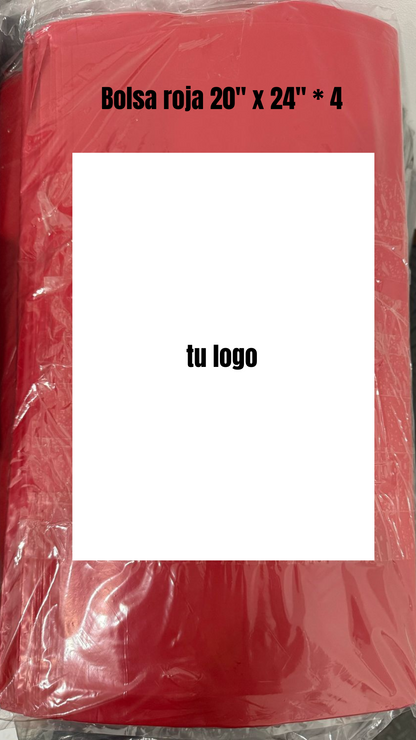 BOLSA Plasticas Hospitalarias - Roja 20 x 24 x 4