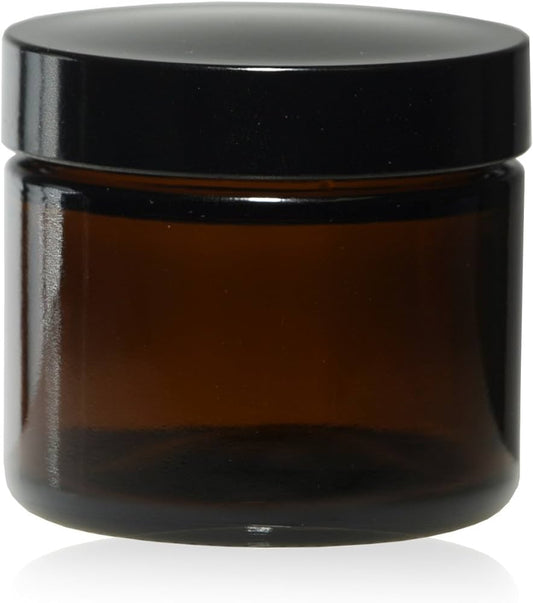 Tarro Vidrio Amber c/Tapa Negra - 100g