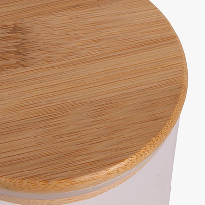 Vaso Vidrio - Clear c/Tapa Madera 6cmx8cm - 220ml