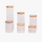 Vaso Vidrio - Clear c/Tapa Madera 8cmx10cm - 500ml