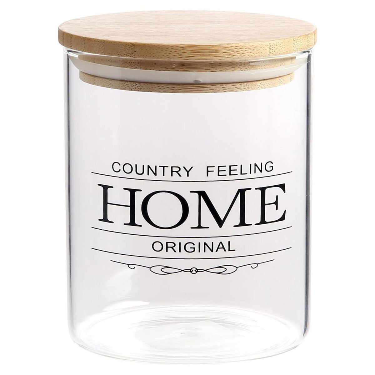 Vaso Vidrio - Clear c/Tapa Madera 8cmx12cm - 600ml