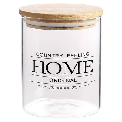 Vaso Vidrio - Clear c/Tapa Madera 8cmx12cm - 600ml