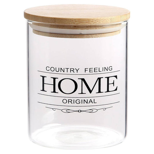 Vaso Vidrio - Clear c/Tapa Madera 8cmx12cm - 600ml