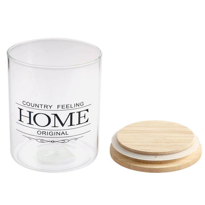 Vaso Vidrio - Clear c/Tapa Madera 8cmx12cm - 600ml