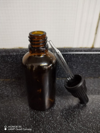 Gotero Vidrio Amber c/pipeta vidrio T/negra - 50ml