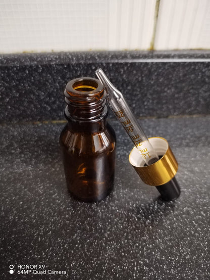 Gotero Vidrio Amber c/pipeta vidrio T/gold,Plata - 15ml