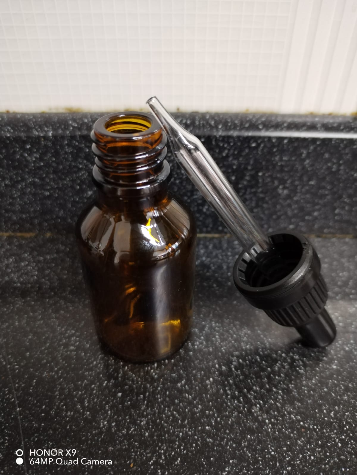 Gotero Vidrio Amber c/pipeta vidrio T/negra - 15ml