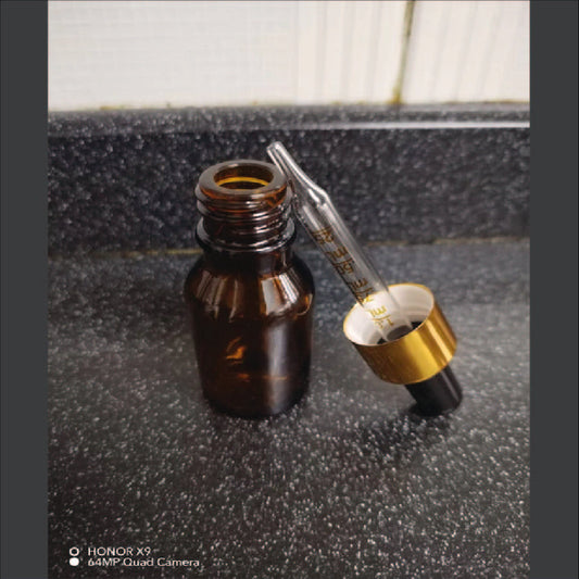 Gotero Vidrio Amber c/pipeta vidrio T/gold,Plata - 15ml